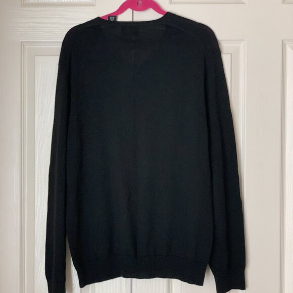 ELXTRA FINE MERINO WOOL Calvin Klein Black Mens V Neck Long Sleeve Calvi… - Picture 8 of 11